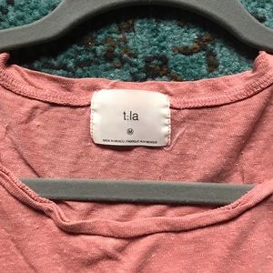 Coral Crew Neck Flutter Sleeve T